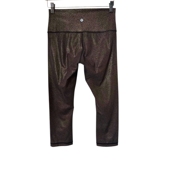 Lululemon Wunder Under Crop Leggings High-Rise Luminosity Blck Foil 21" Sz 6 - Picture 10 of 14